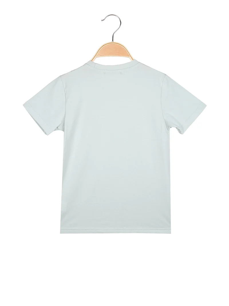 T-shirt da bambino in cotone con stampa - verde chiaro