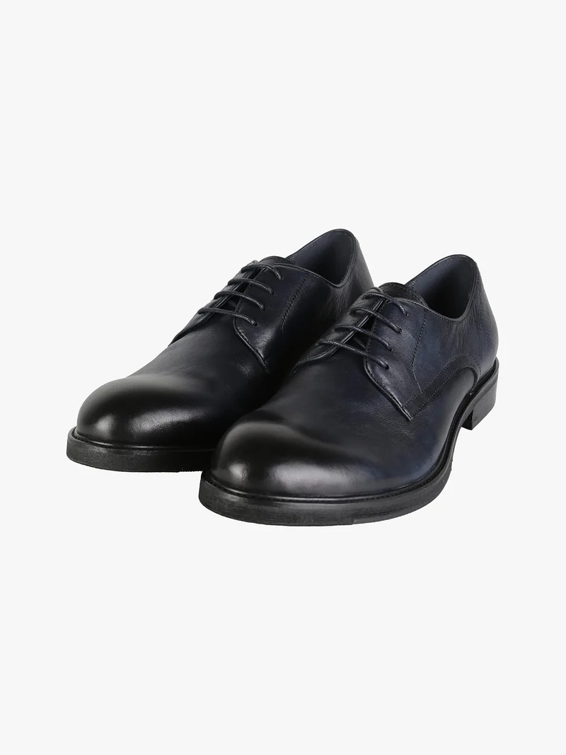 Scarpe classiche in pelle da uomo stringate - blu scuro