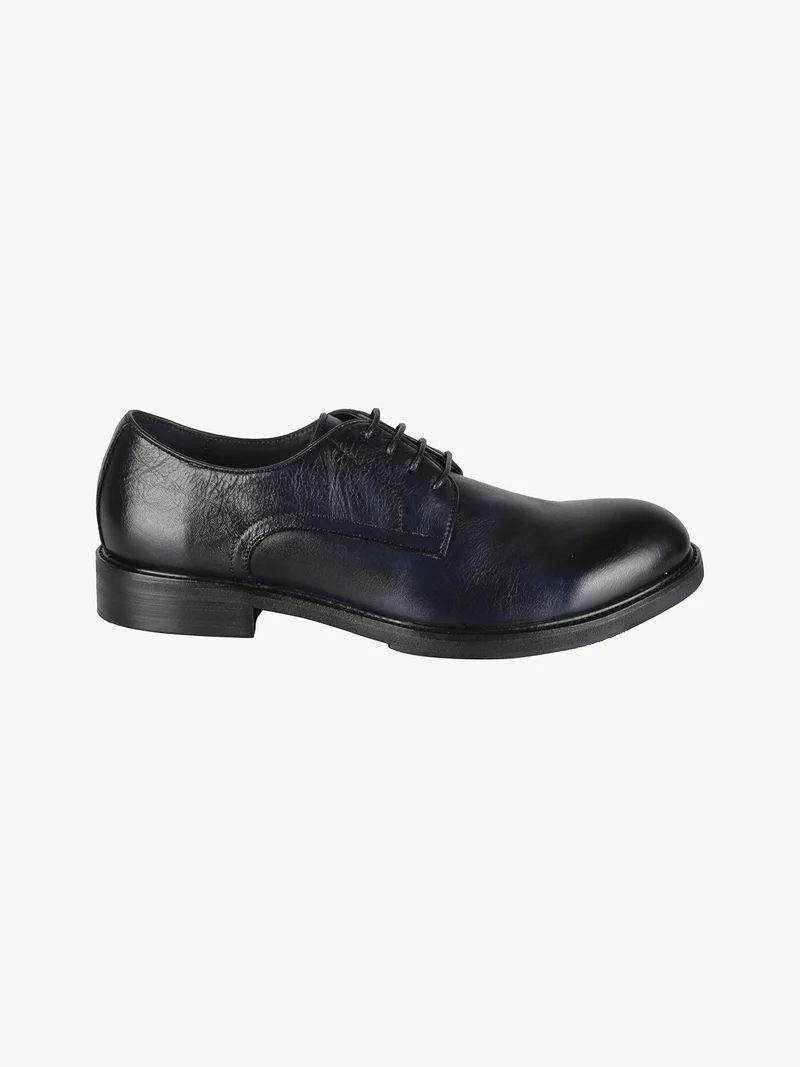 Scarpe classiche in pelle da uomo stringate - blu scuro