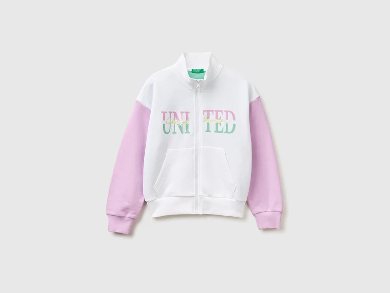 Sweatshirt mit Reißverschluss und Aufdruck