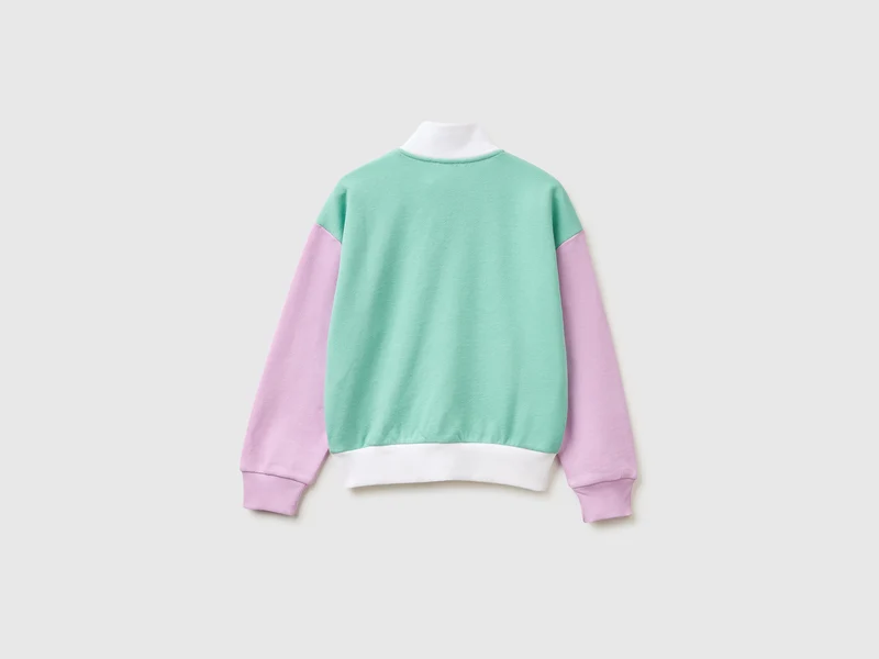 Sweatshirt mit Reißverschluss und Aufdruck