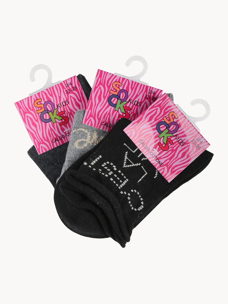 Calze corte da bambina confezione da 3 paia - grigio