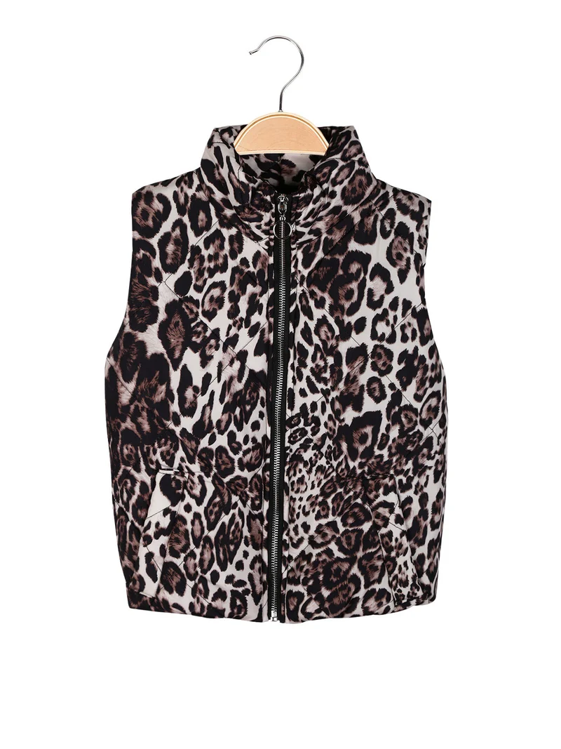Gilet maculato da bambina con zip - multicolore