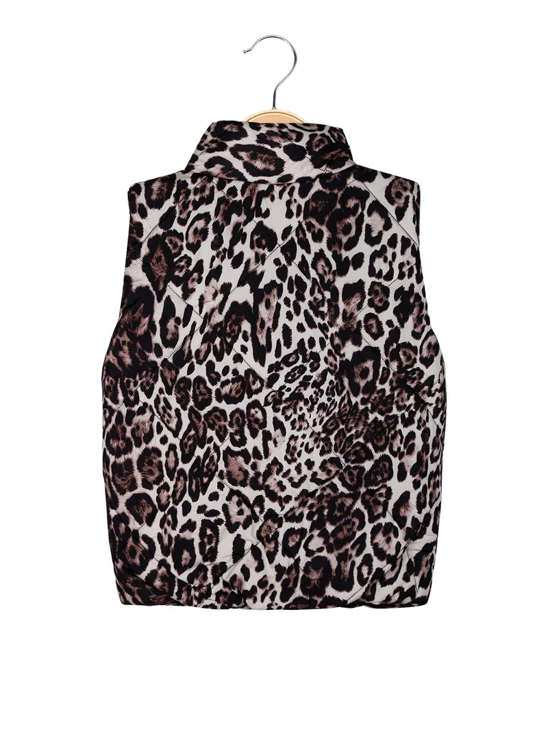 Gilet maculato da bambina con zip - multicolore