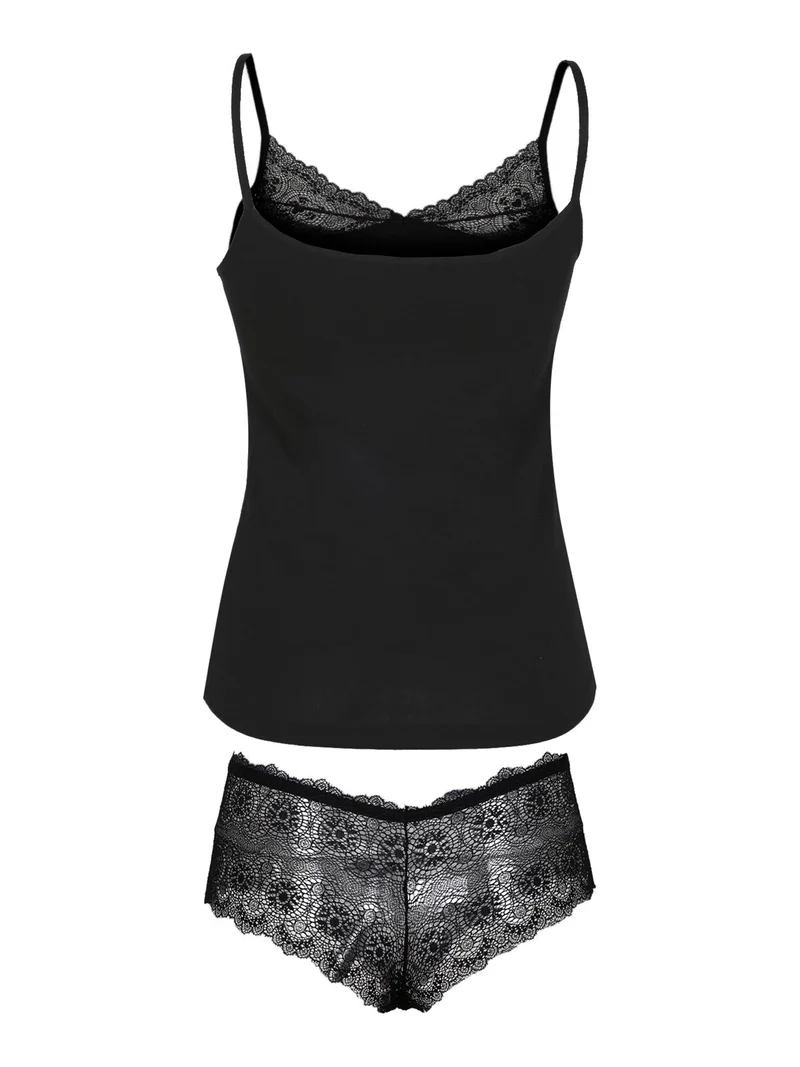Coordinato intimo donna in pizzo - nero