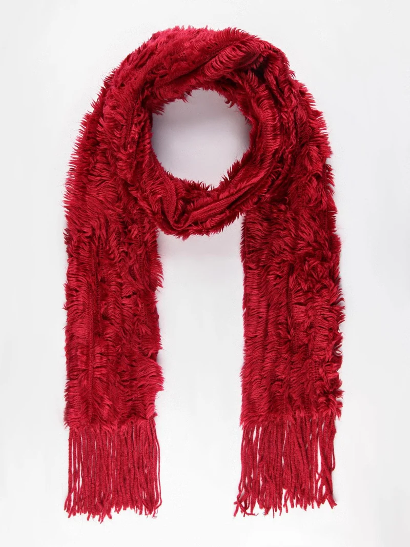 Sciarpa sfrangiata misto lana - rosso
