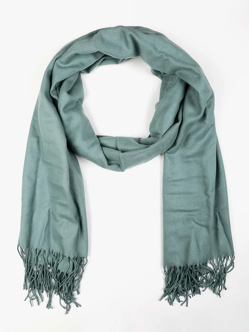 Pashmina con frange - verde chiaro