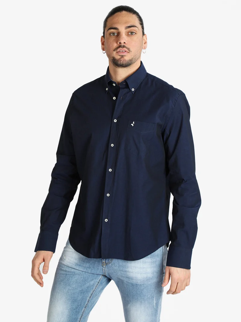 Camicia uomo in cotone - blu scuro