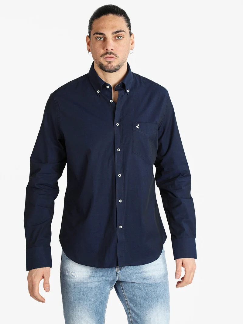 Camicia uomo in cotone - blu scuro