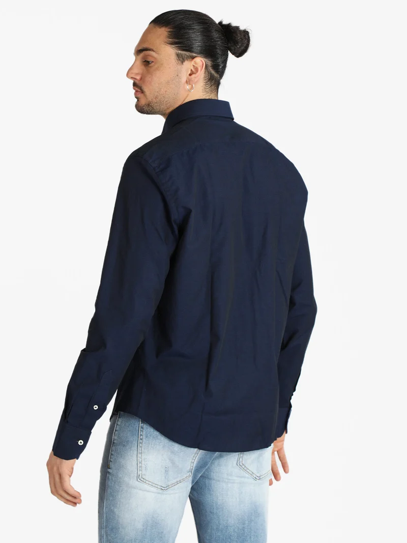 Camicia uomo in cotone - blu scuro