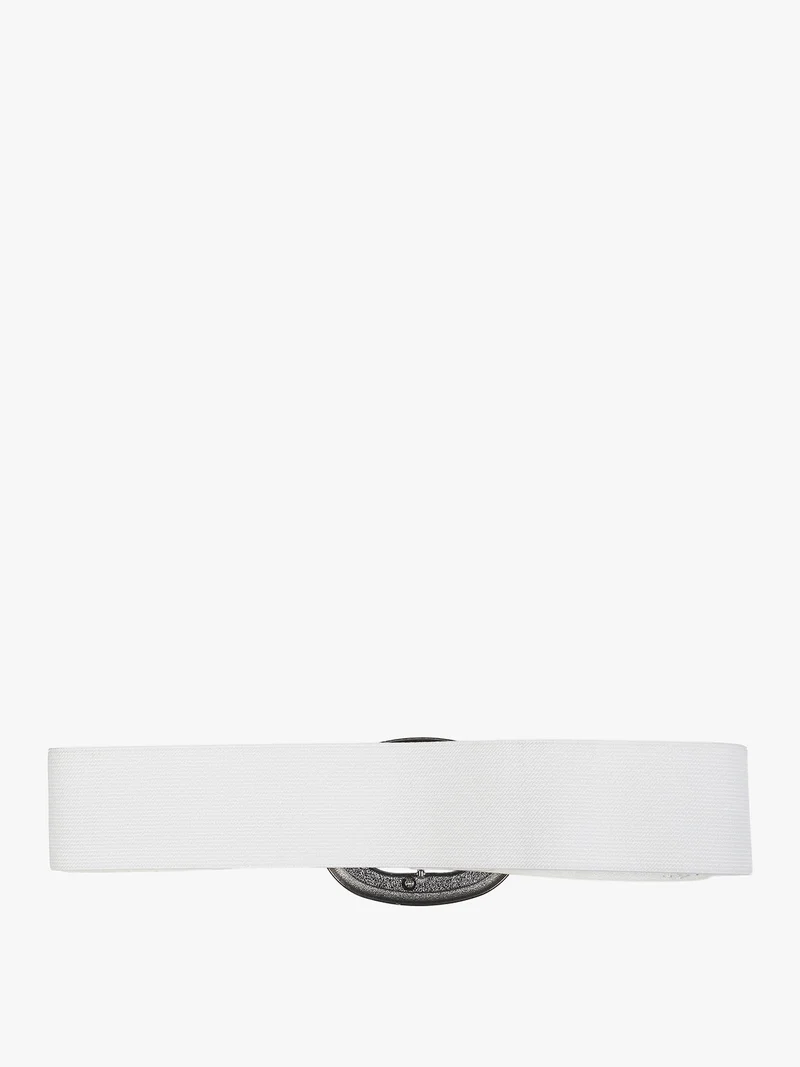 Cintura elastica da donna con fibbia ovale - bianco