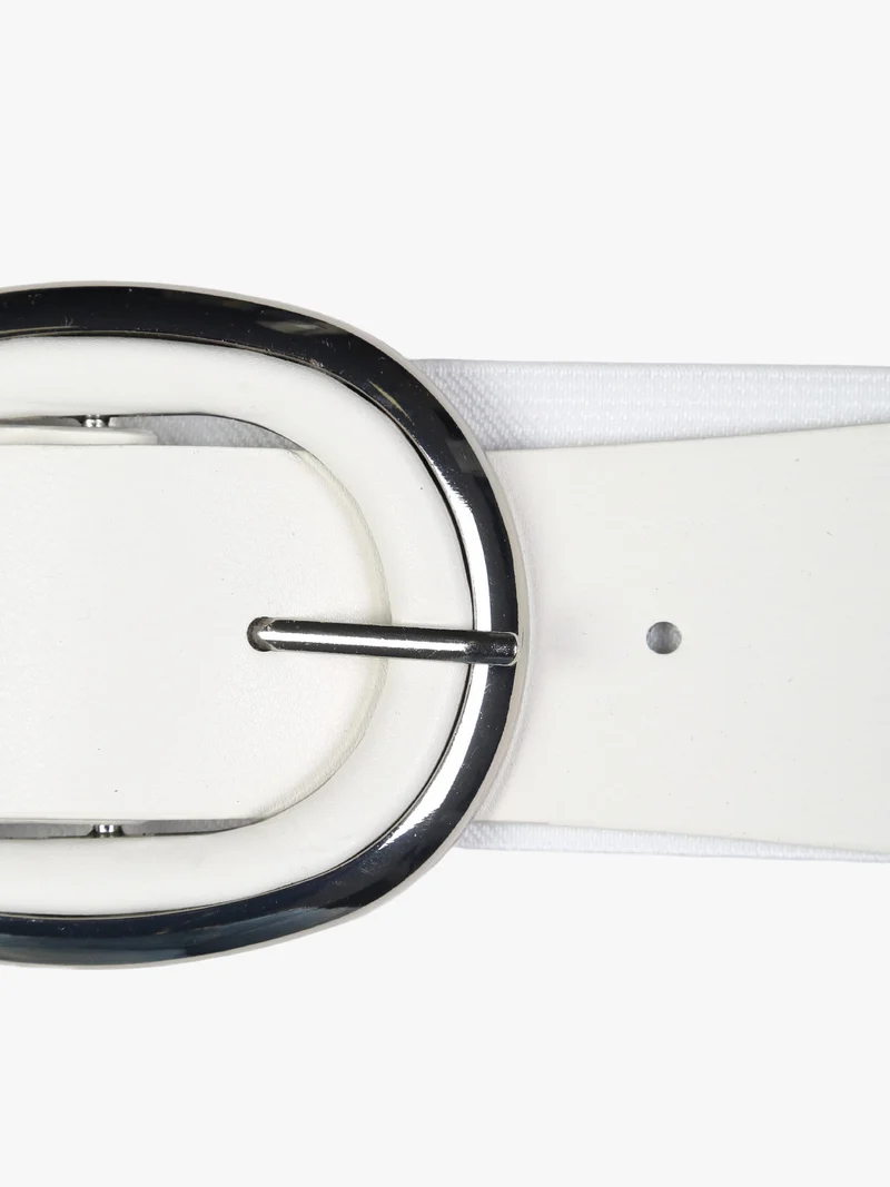 Cintura elastica da donna con fibbia ovale - bianco