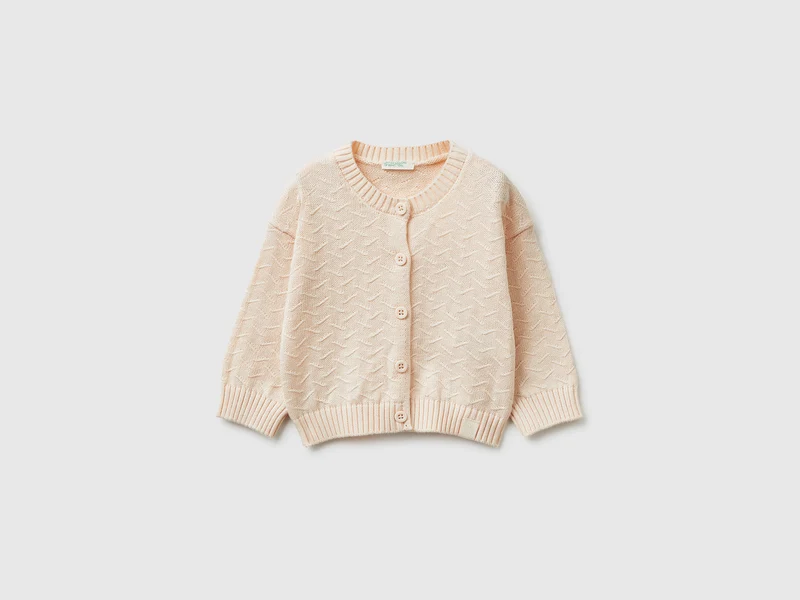 Strickjacke aus Bio-Baumwolle mit Rundhalsausschnitt