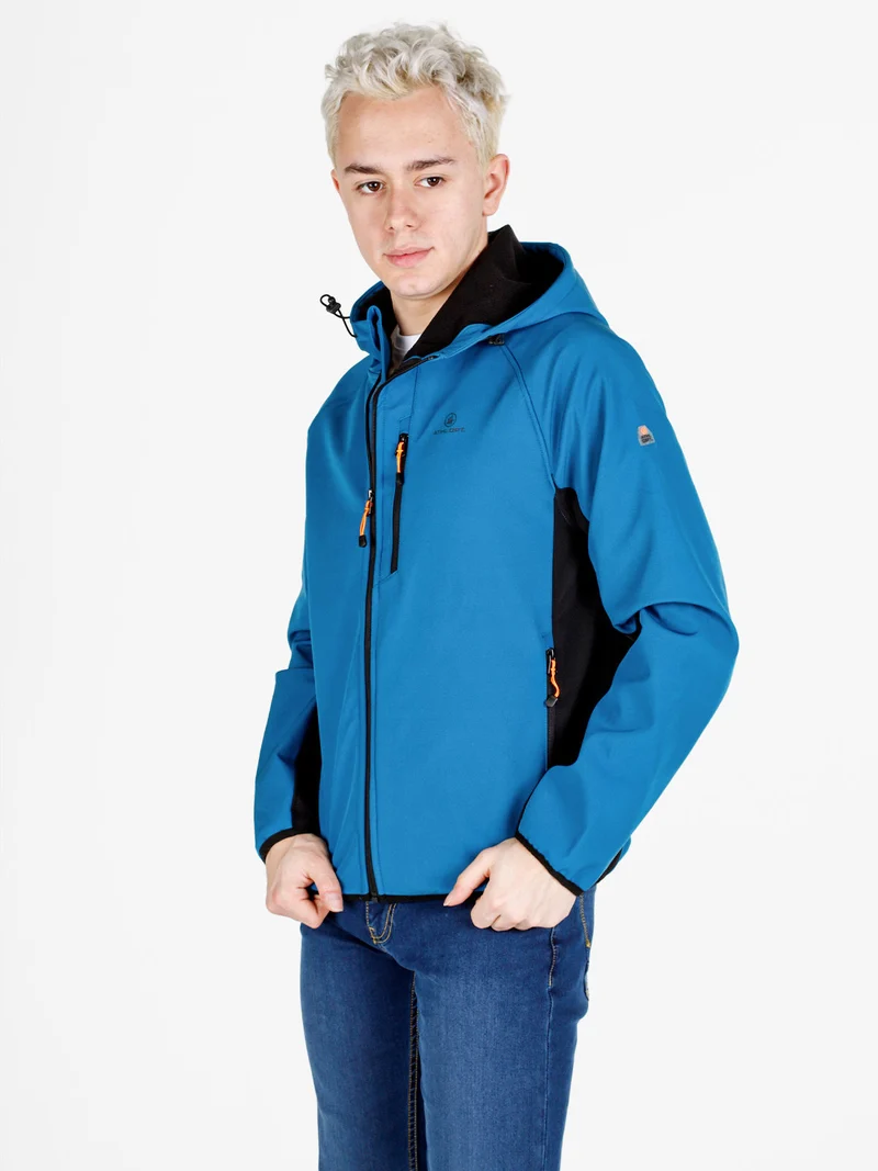 Giacca da uomo impermeabile con cappuccio e zip - bluette