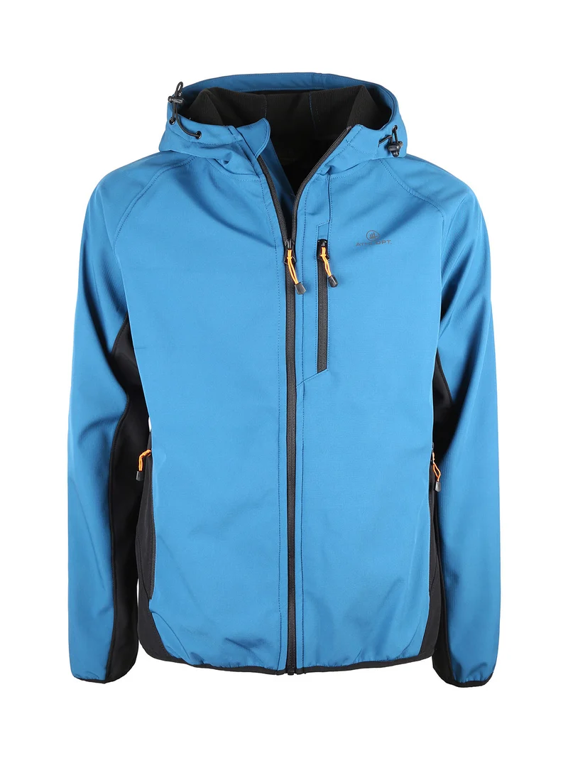 Giacca da uomo impermeabile con cappuccio e zip - bluette