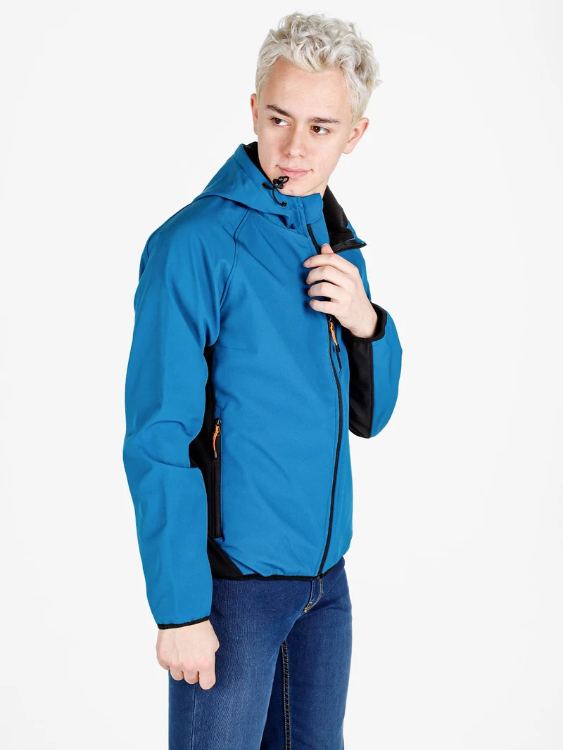 Giacca da uomo impermeabile con cappuccio e zip - bluette