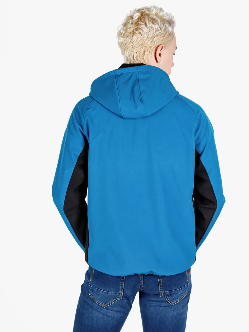 Giacca da uomo impermeabile con cappuccio e zip - bluette