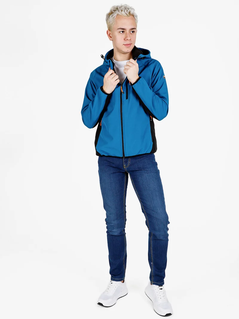 Giacca da uomo impermeabile con cappuccio e zip - bluette
