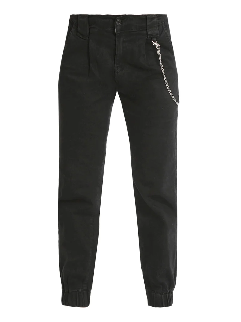 Jeans baggy da donna con catena - nero