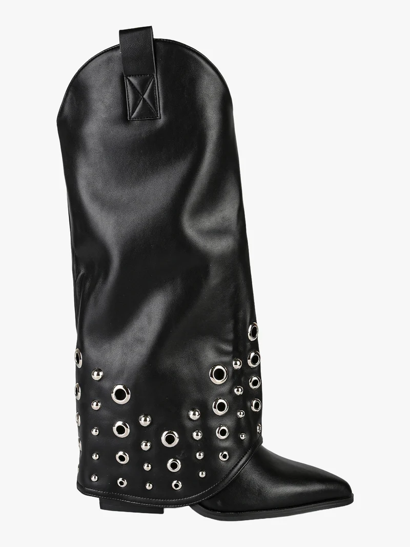 Stivali texani donna con borchie - nero