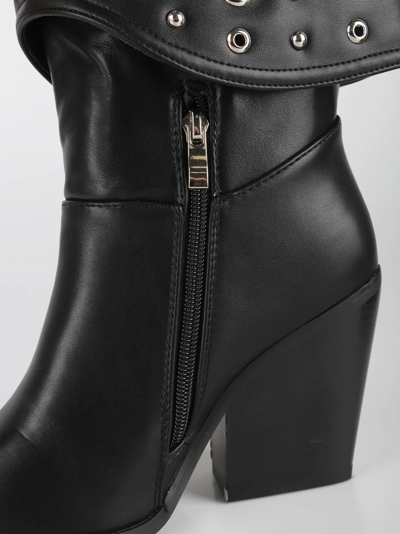 Stivali texani donna con borchie - nero