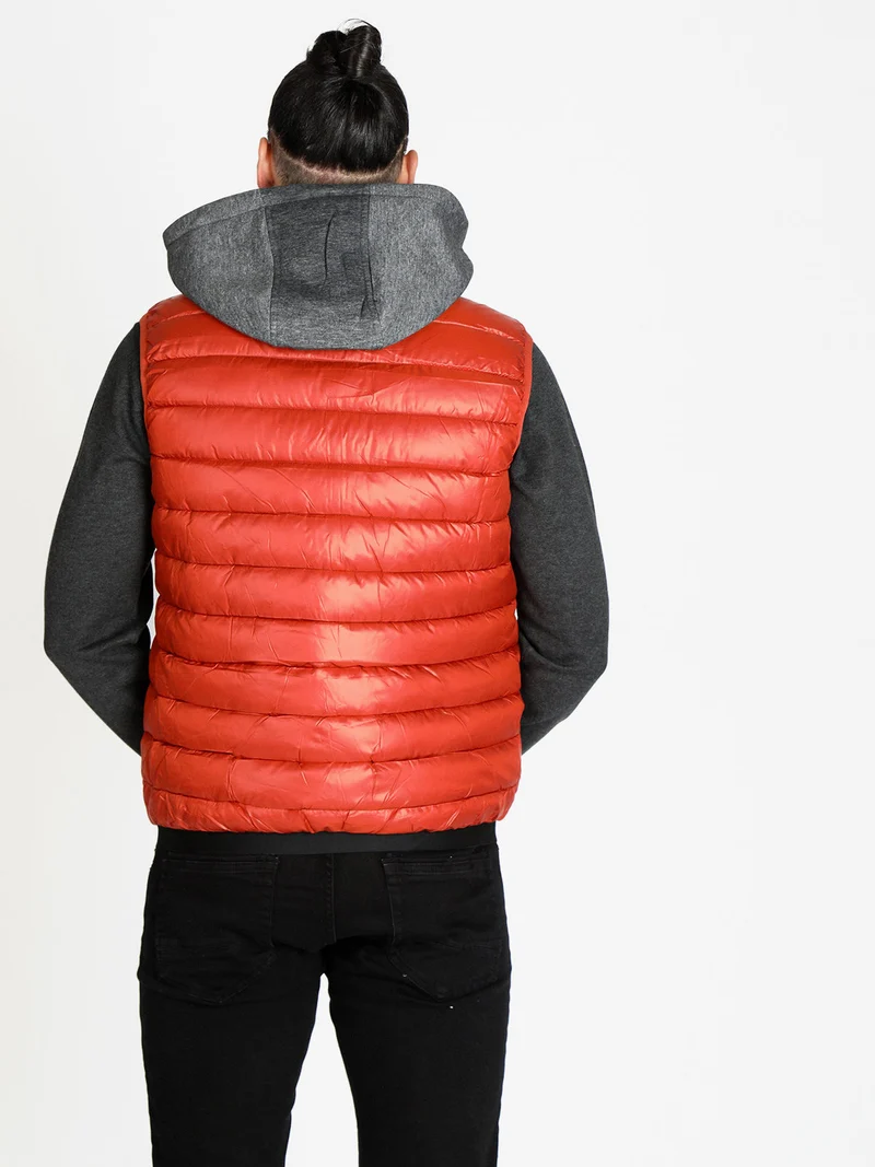 Giacca smanicata uomo con cappuccio - arancione