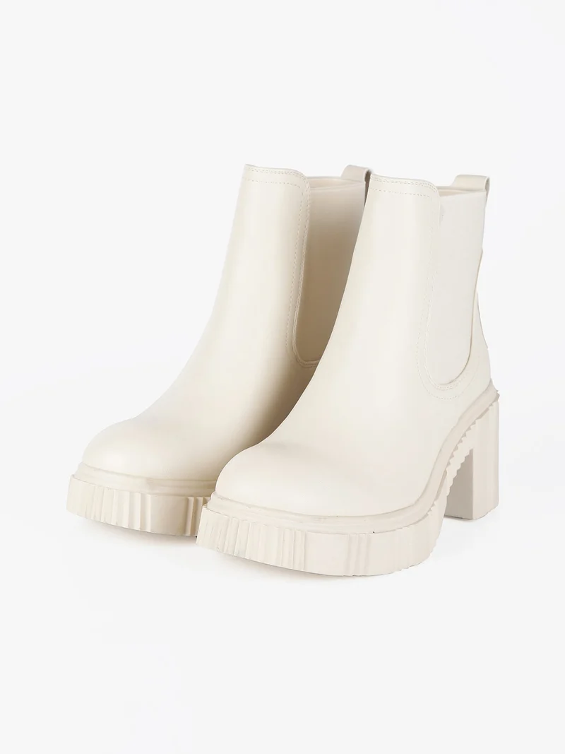 Stivaletti donna modello chelsea con tacco - panna