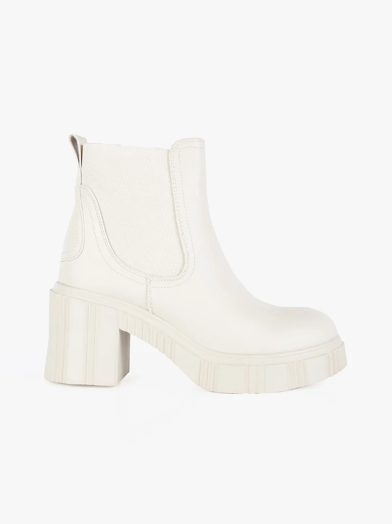 Stivaletti donna modello chelsea con tacco - panna