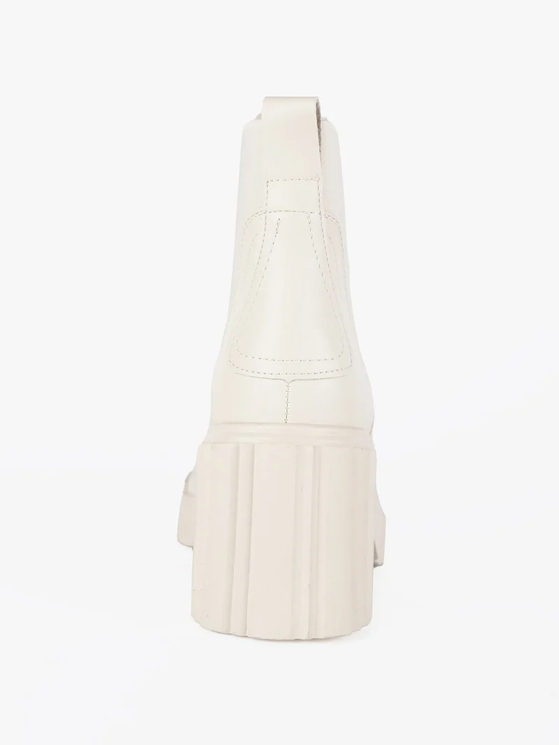 Stivaletti donna modello chelsea con tacco - panna