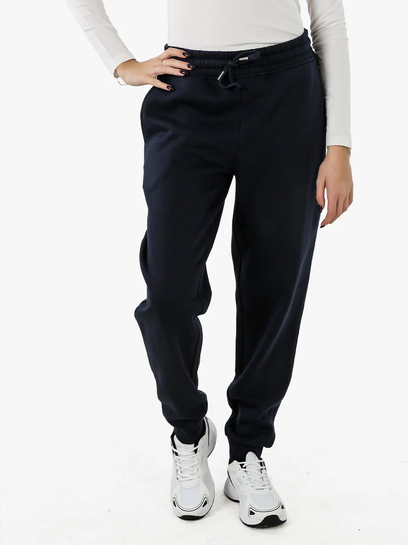 Pantaloni sportivi da donna felpati con coulisse - blu scuro