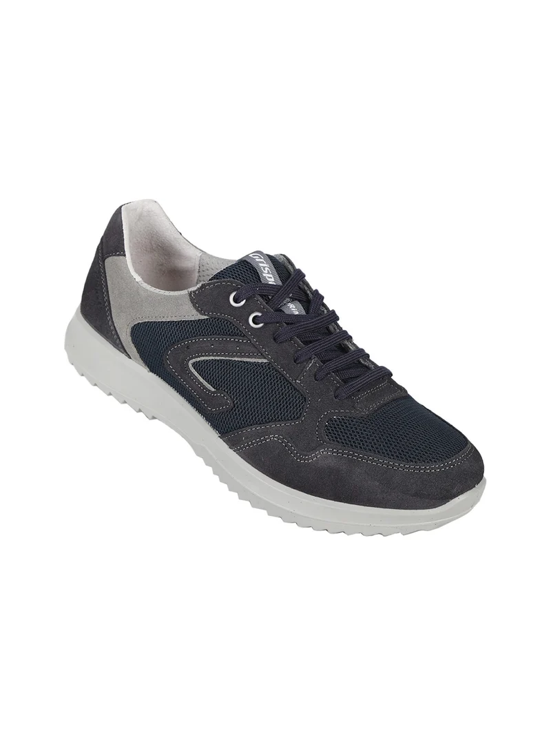 DEEP VESUVIO Sneakers uomo in pelle e tessuto - blu scuro