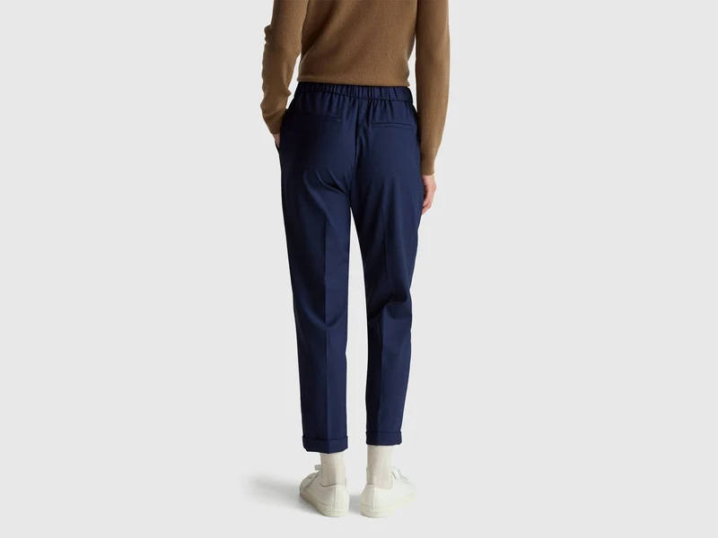 Hose mit Bündchen aus Stretch-Viskose-Mix
