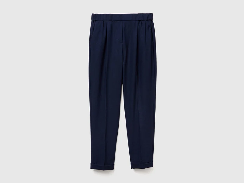 Hose mit Bündchen aus Stretch-Viskose-Mix