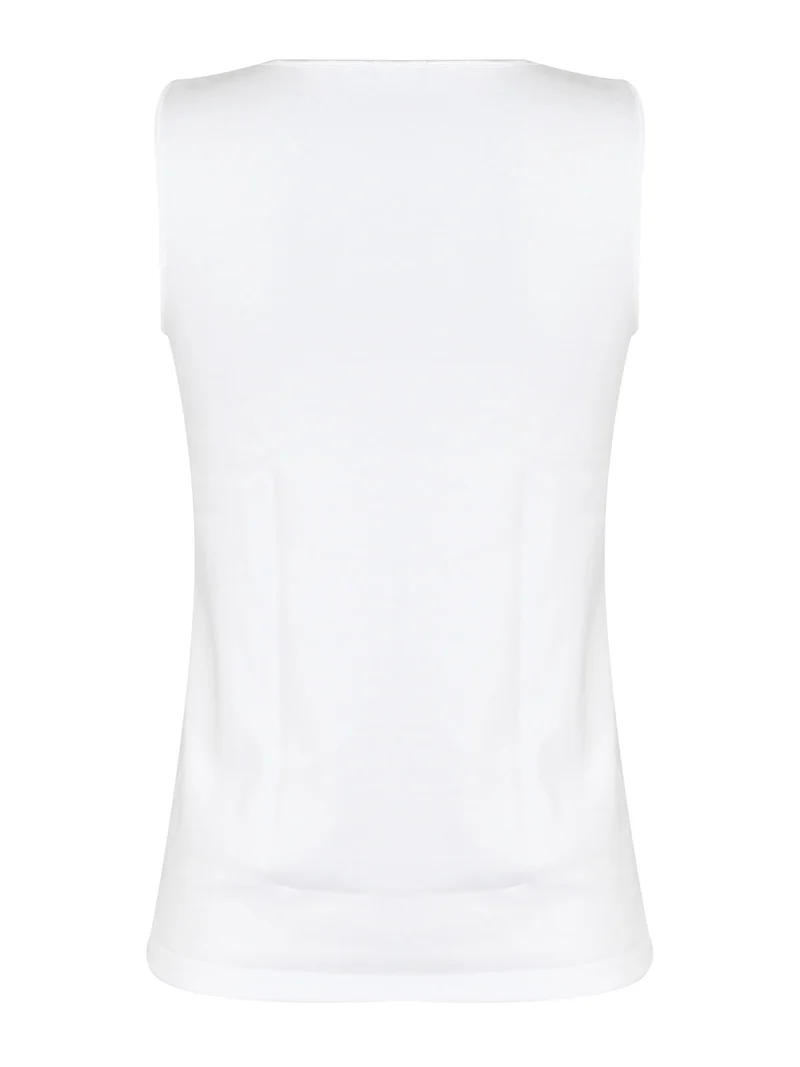 Canottiera intima donna in lana e cotone - bianco