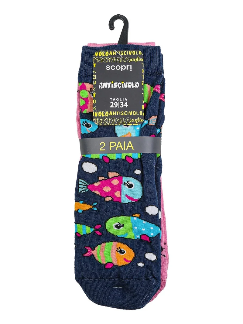 Confezione da 2 paia di calze antiscivolo da bambina - rosa