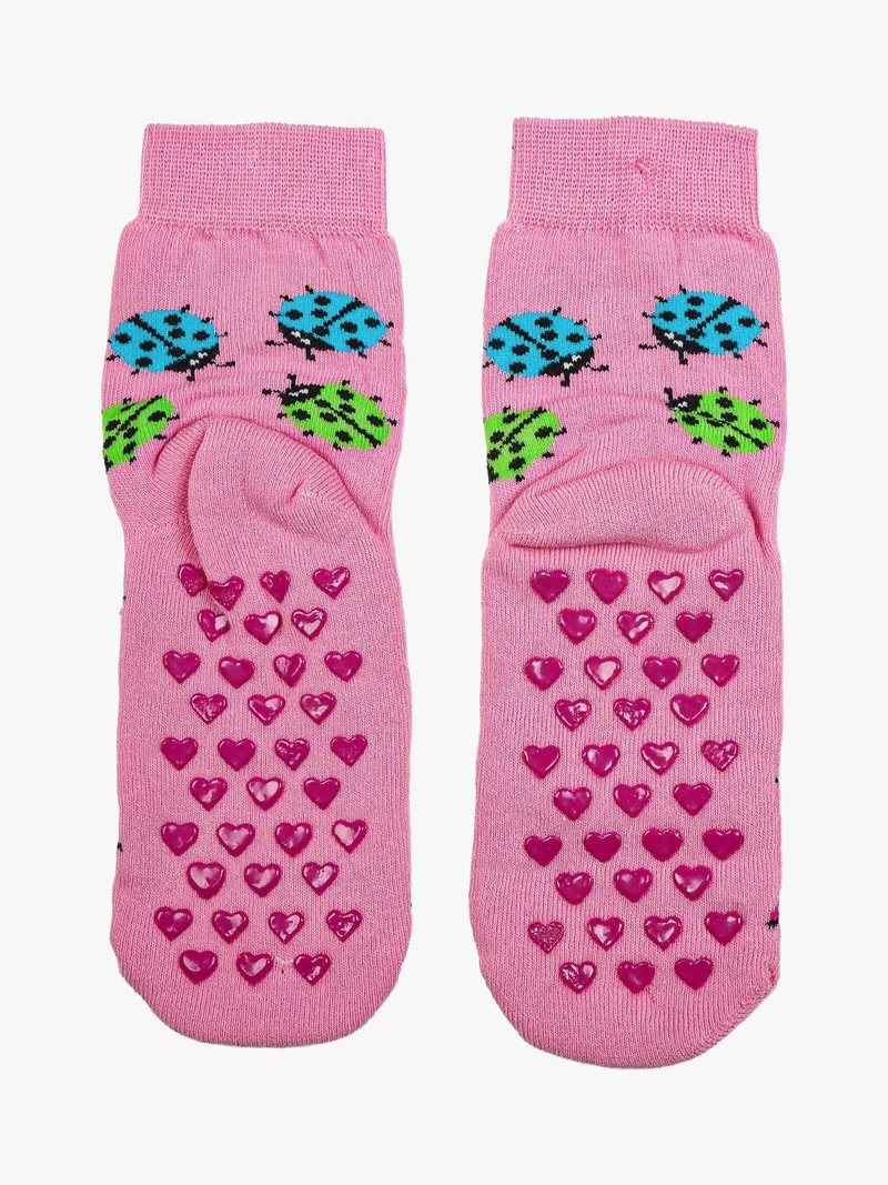 Confezione da 2 paia di calze antiscivolo da bambina - rosa
