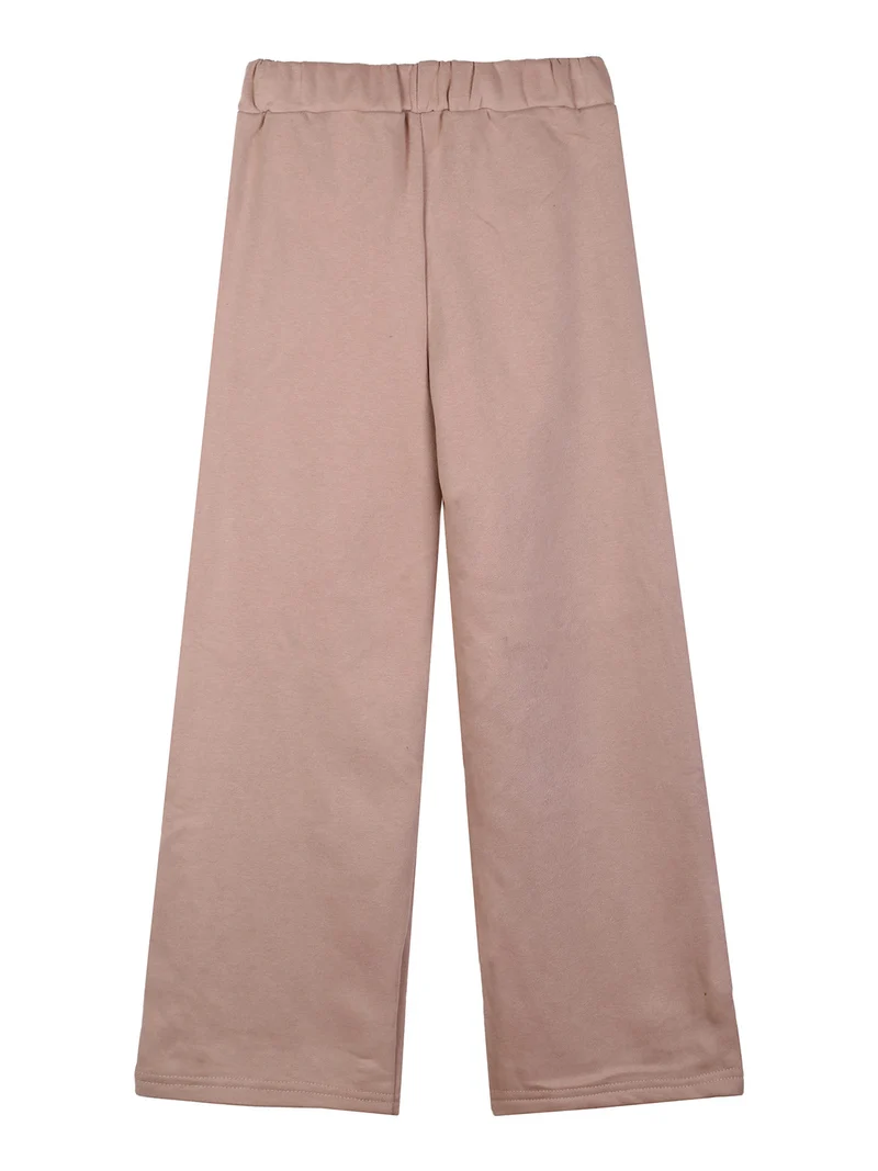 Completo da bambina 2 pezzi con felpa girocollo e pantaloni a gamba larga - rosa