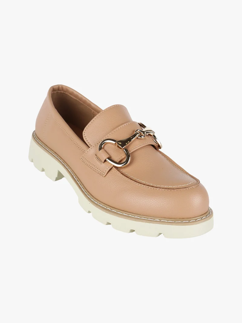 Mocassini donna con tacco - cammello