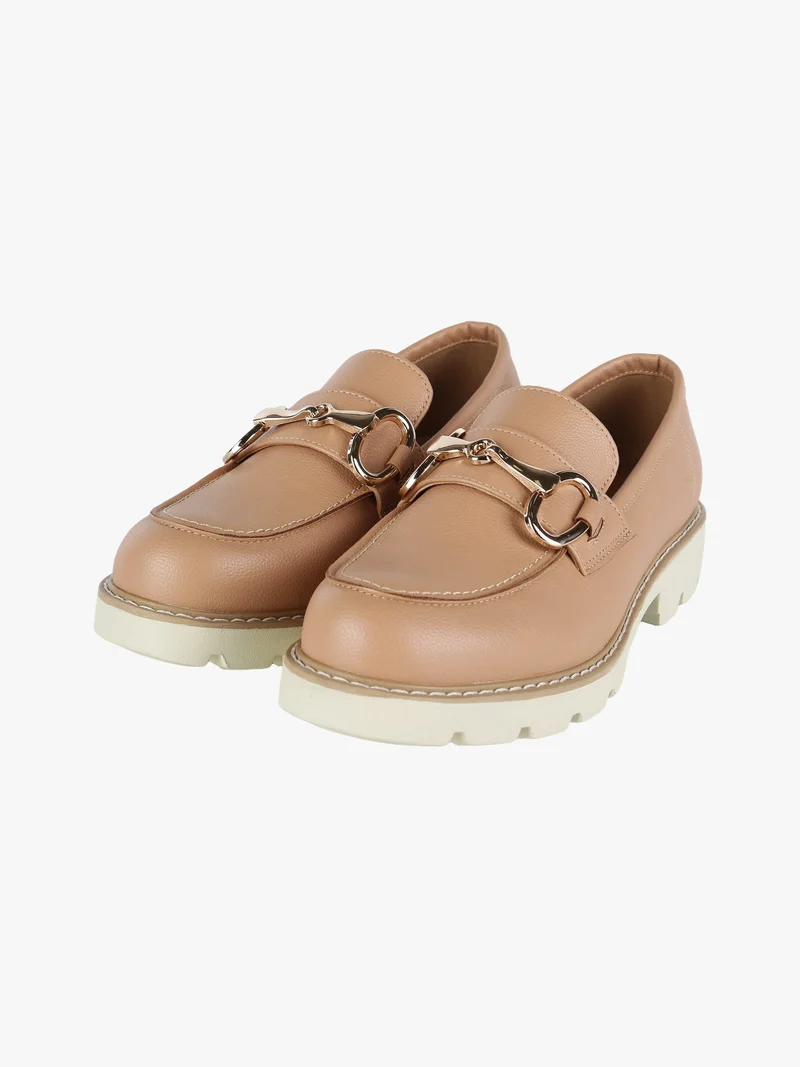 Mocassini donna con tacco - cammello