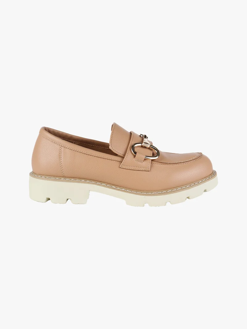 Mocassini donna con tacco - cammello