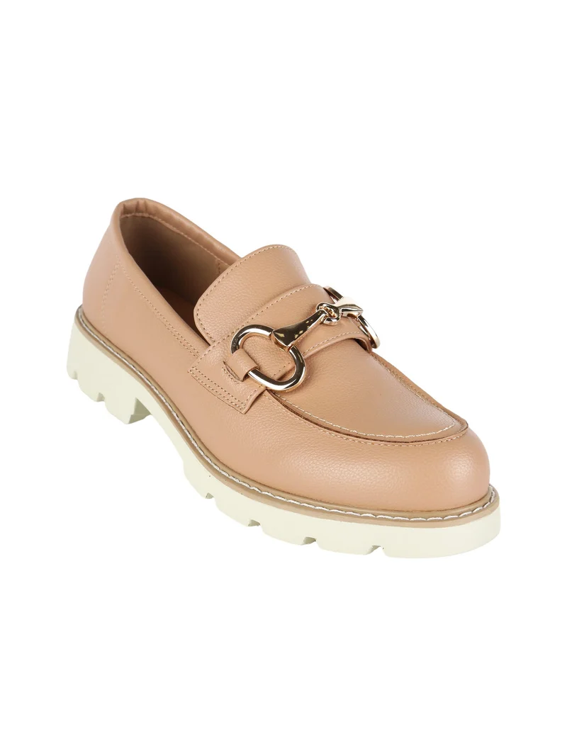Mocassini donna con tacco - cammello