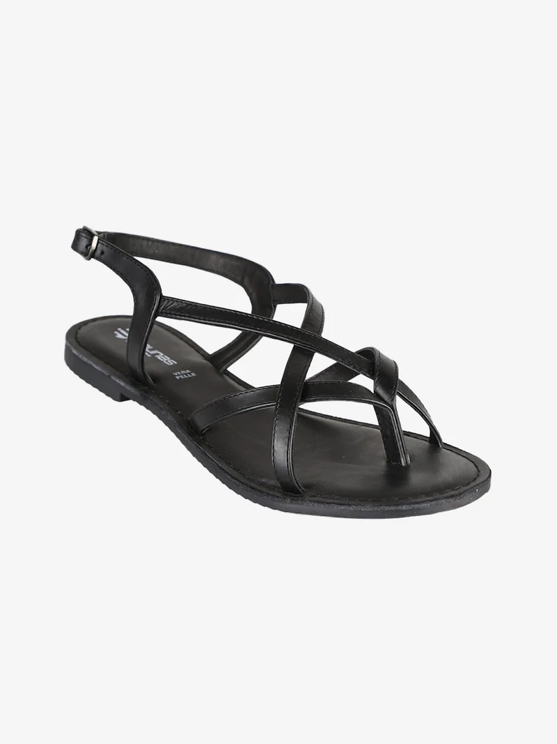 Sandali infradito da donna in pelle - nero