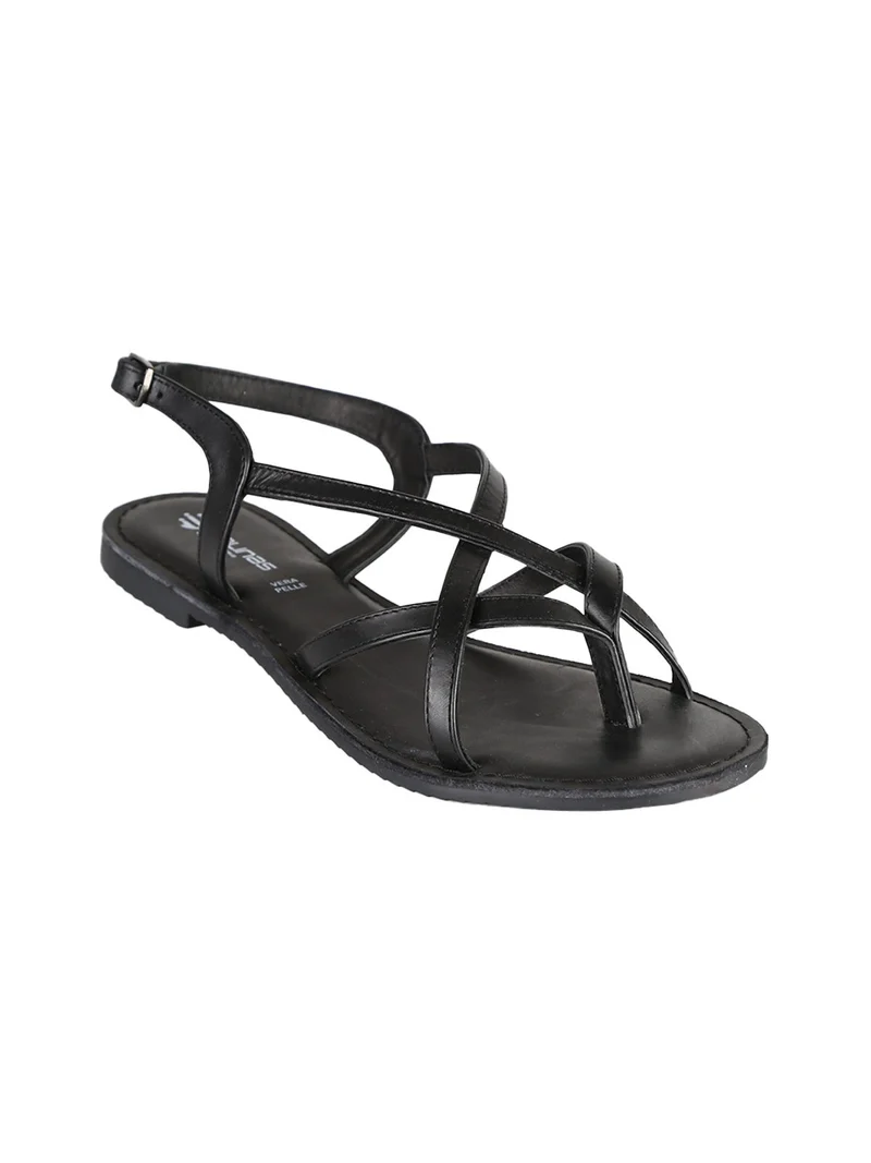 Sandali infradito da donna in pelle - nero