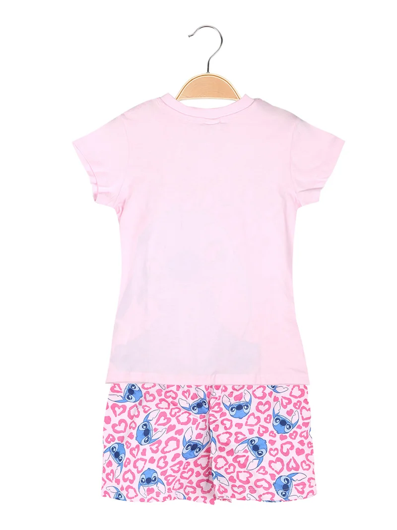 Stitch pigiama corto da bambina in cotone - rosa