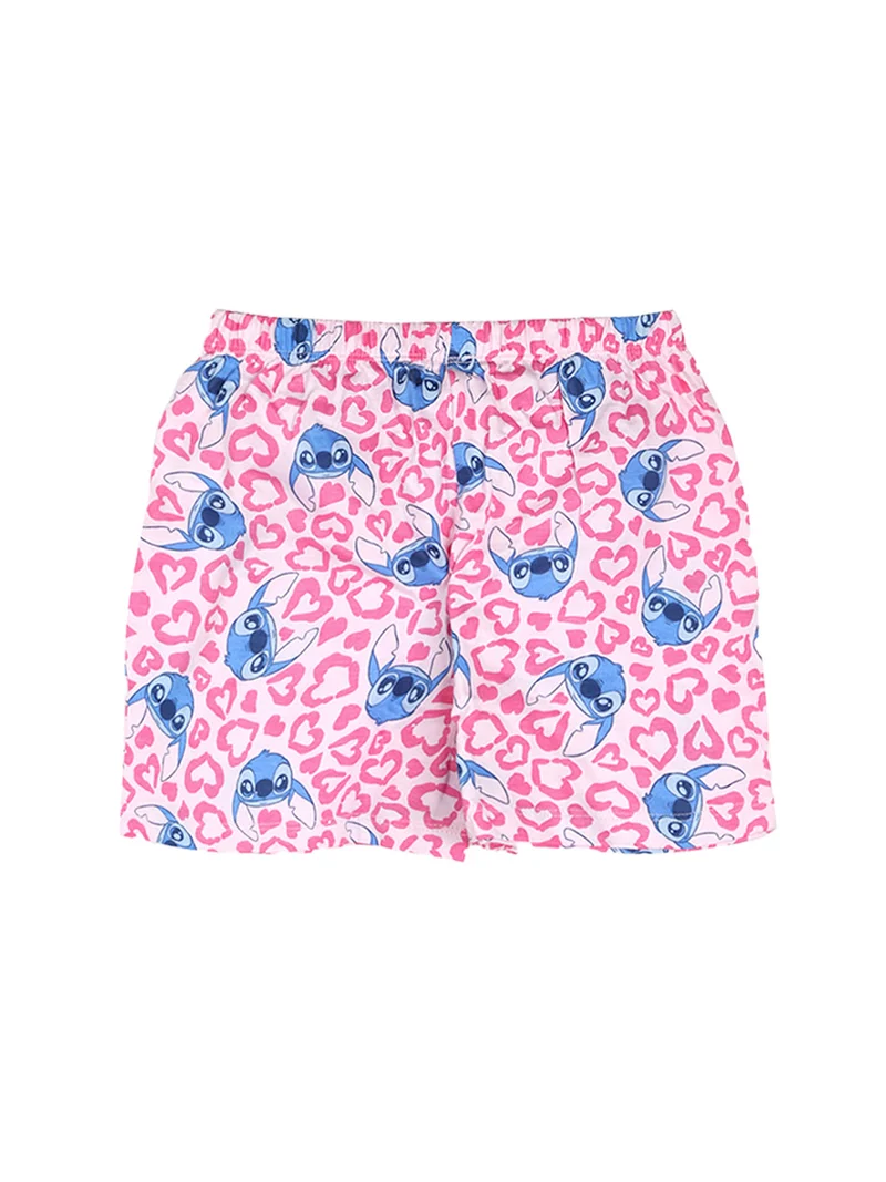 Stitch pigiama corto da bambina in cotone - rosa