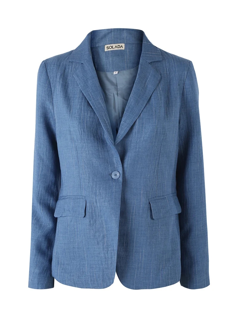 Blazer donna in misto lino e viscosa - blu