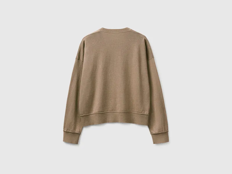 Pullover mit V-Ausschnitt aus Baumwolle und Wolle