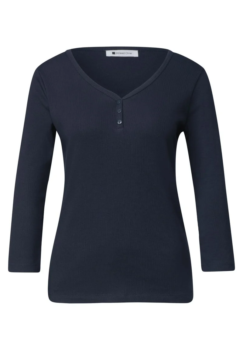 3/4-Arm Shirt mit Knopfdetail