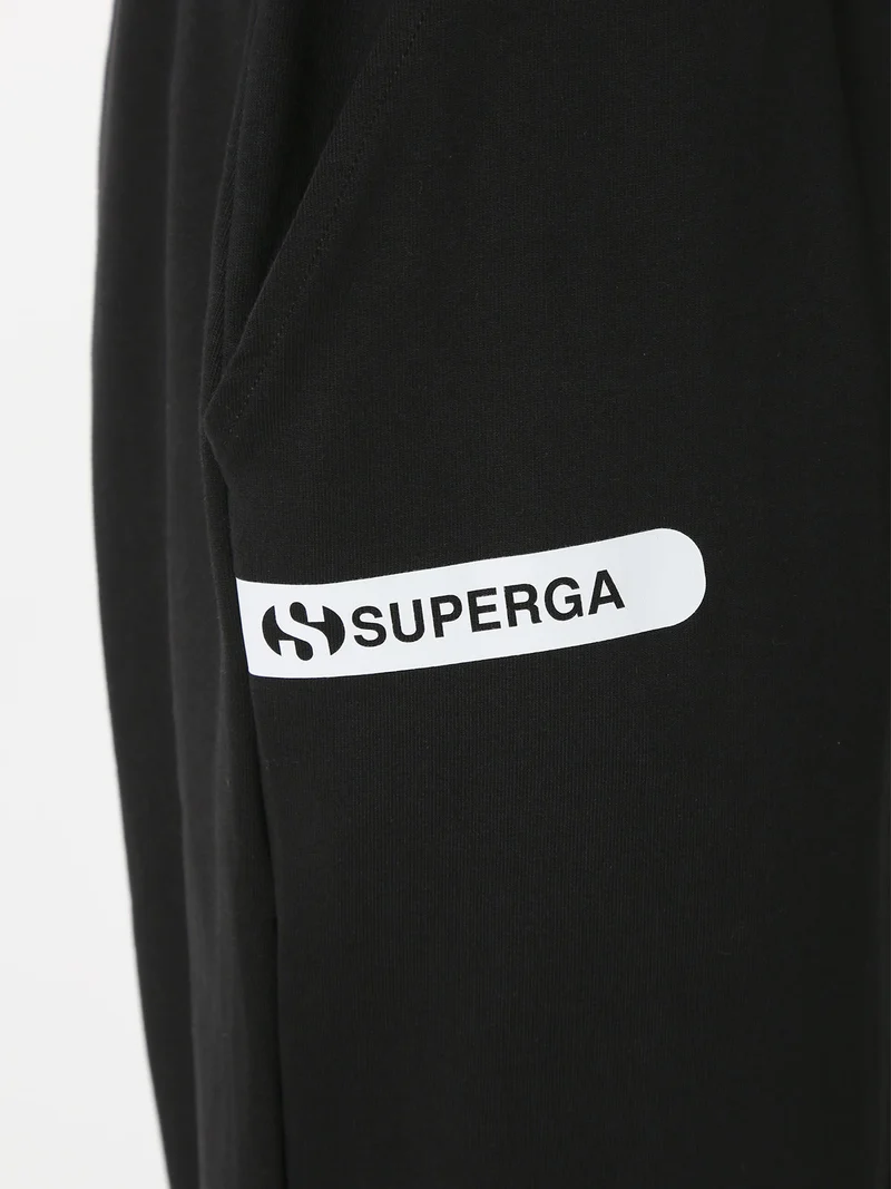 Pantaloni tuta da donna in felpa con coulisse e polsini - nero