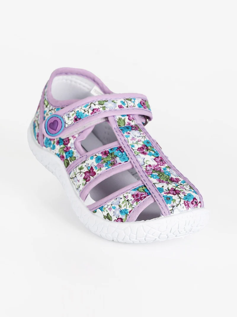 Sandali chiusi fiorati da bambina - lilla